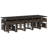 15 Piece Garden Dining Set with Cushions Brown Poly Rattan 3211353