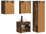 Bathroom Cabinet Set 5 pcs Smoked Oak 43 x 11.5 x 60.5 cm 3407355