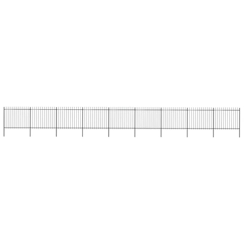 ZNTS Garden Fence with Spear Top Steel 15.3x1.5 m Black 277637