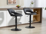 Set of Two Faux Leather Bar Stools - Black T3398P423525