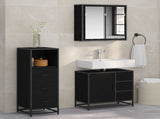 Bathroom Furniture Set 3 pcs Black Oak Engineered Wood 3402425