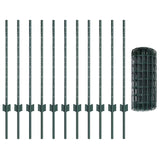 Fence with Posts Green 0.8 x 25 m Steel 3336011