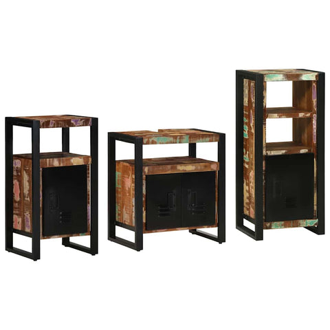 Bathroom Furniture Set 3 pcs Multicolour Solid Reclaimed Wood 3305627