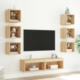8 Piece TV Wall Units with LED Sonoma Oak Engineered Wood 3216635