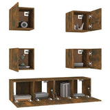 6 Piece TV Cabinet Set Smoked Oak Engineered Wood 3120239