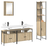 Bathroom Furniture Set with Shelf Wall-mounted 4 pcs Sonoma oak 3399396