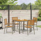 Garden Dining Set 5 pcs Grey Poly Rattan 3365437