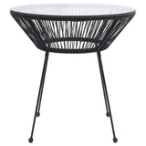 Garden Dining Table Black 70x74 cm Rattan and Glass 312165