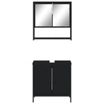 ZNTS 2 Piece Bathroom Furniture Set Black Engineered Wood 3214660