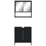 ZNTS 2 Piece Bathroom Furniture Set Black Engineered Wood 3214660