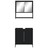 2 Piece Bathroom Furniture Set Black Engineered Wood 3214660