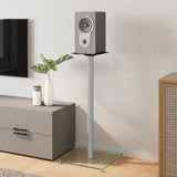 Speaker Stands 2 pcs Silver Tempered Glass 1 Pillar Design 51815