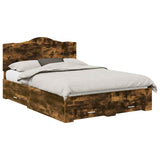 Bed Frame with Drawer Smoked Oak 140 x 190 cm Engineered Wood 3413607