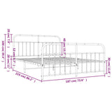 Bed Frame White Powder-coated steel Double Bed Frame 352650