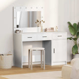 Dressing Table with Mirror Lights 2 pcs White Engineered wood 3334227