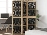 Room Divider 3 Panels Brown and Black Solid Wood Paulownia 358798