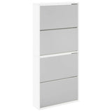 Shoe Cabinet 4-Layer Mirror White 63x17x134 cm 273936