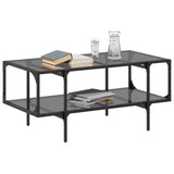 Coffee Table with Black Glass Top 98.5x50x45 cm Steel 846043