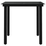 Garden Dining Set Black PE rattan, powder-coated steel, glass 3099378
