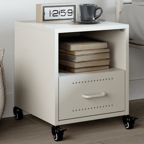 ZNTS Bedside Cabinet White 36x39x43.5 cm Steel 846714