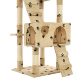 Cat Tree with Sisal Scratching Posts 170 cm Paw Prints Beige 170615