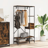 Clothes Rack with Shelves Smoked Oak Engineered Wood 847861