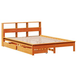 Bookcase Bed without Mattress Wax Brown 135x190 cm Double Solid Wood Pine 3309826