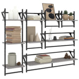 ZNTS 6 Piece Wall Shelf Set with Bars Grey Sonoma Engineered Wood 836271