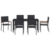 Garden Dining Set with Cushion 7 pcs Black Poly Rattan 3379706