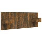 Bed Headboard with Cabinets Smoked Oak Engineered Wood 3115681