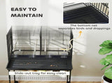 Bird Cage with Divider, 4 Wooden Perches, Slide Out Tray, 4 Feeders, for Budgie, Lovebird, Canary, T3398P376234