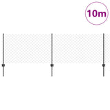 Chainlink Fence with Post 10 x 0.8 m PVC-Coated Steel Grey Mesh 3336267