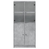 Highboard with Doors Concrete Grey 68x37x142 cm Engineered Wood 3295867
