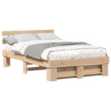 Bed Frame with Headboard Brown 120 x 190 cm Solid Pine Wood 872494