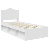 Bed Frame with Headboard White 100 x 200 cm Solid Pine Wood 3413344