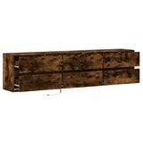 TV Wall Cabinet with LED Smoked Oak 180x31x45 cm 3307937