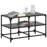 Coffee Table with Black Glass Top 78.5x40x45 cm Steel 846011