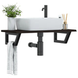 Basin Shelf Wall Mounted Steel and Solid Wood Oak 3302587