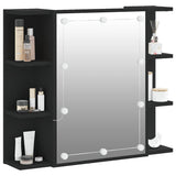 Mirror Cabinet with LED Black 70x16.5x60 cm 833536