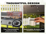 Gas Burner Barbecue Grill, 2 Burner Gas Grill with Side Tables, Warming Rack, Shelf, Thermometer, T3398P553473