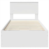 Bed Frame with Drawer White 90 x 200 cm Engineer Wood 3408026