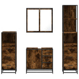 4 Piece Bathroom Furniture Set Smoked Oak Engineered Wood 3301257