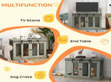 Dog Crate Furniture for Large Dogs, Double Dog Cage for Small Dogs, with Divider - Grey T3398P376405