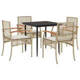 Garden Dining Set Beige PE Rattan Medium Removable Covers 3213625