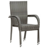 Dining Set Grey PE Rattan, Powder-Coated Steel, Glass Compact 3072477