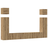 6 Piece TV Cabinet Set Wall-mounted Artisan Oak Engineered Wood 3329142