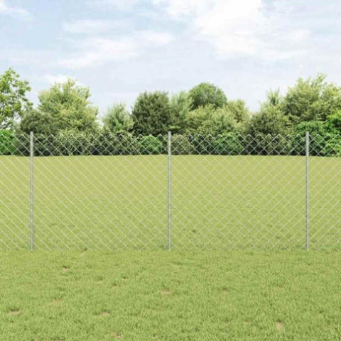 Fence with Posts Silver 1 x 25 m Steel 3336307
