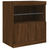 Sideboard with LED Lights Brown Oak 60x37x67 cm 836657