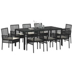 Garden Dining Set 9 pcs Black Poly rattan 3334860