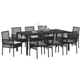 Garden Dining Set 9 pcs Black Poly rattan 3334860